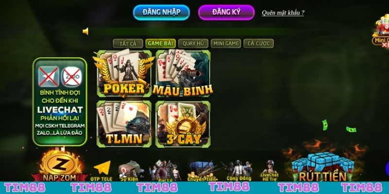 Game bài đổi thưởng Zomclub hội tụ toàn siêu phẩm